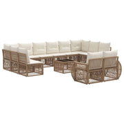 Set Divano da Giardino 13 pcs Beige e Bianco Crema polyrattan