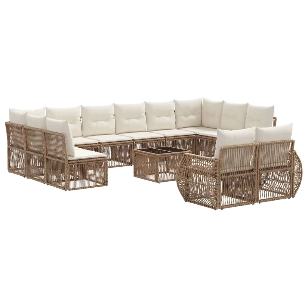 Set Divano da Giardino 13 pcs Beige e Bianco Crema polyrattan