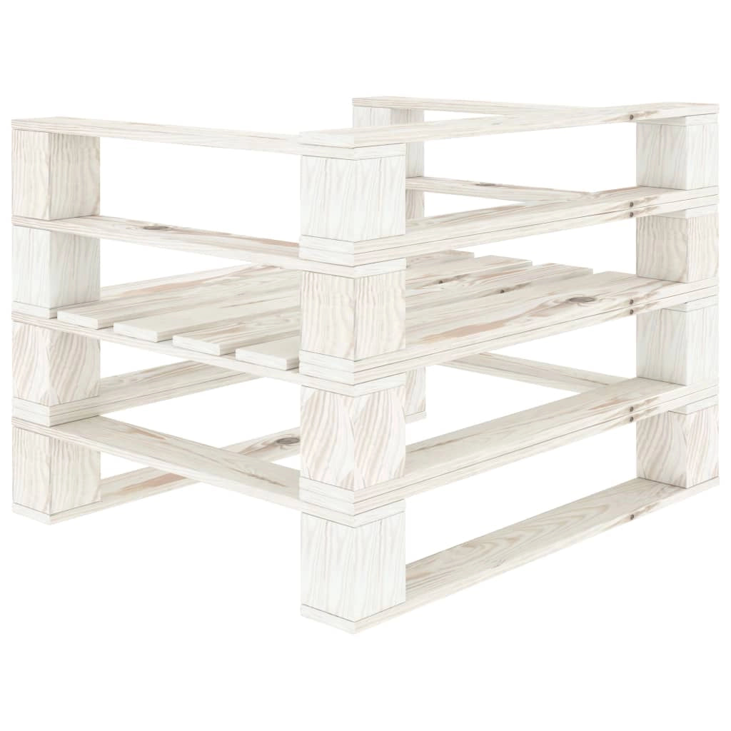 Sedia da giardino in legno con pallet 80 x 67,5 x 60,8 cm bianca 02_0011872