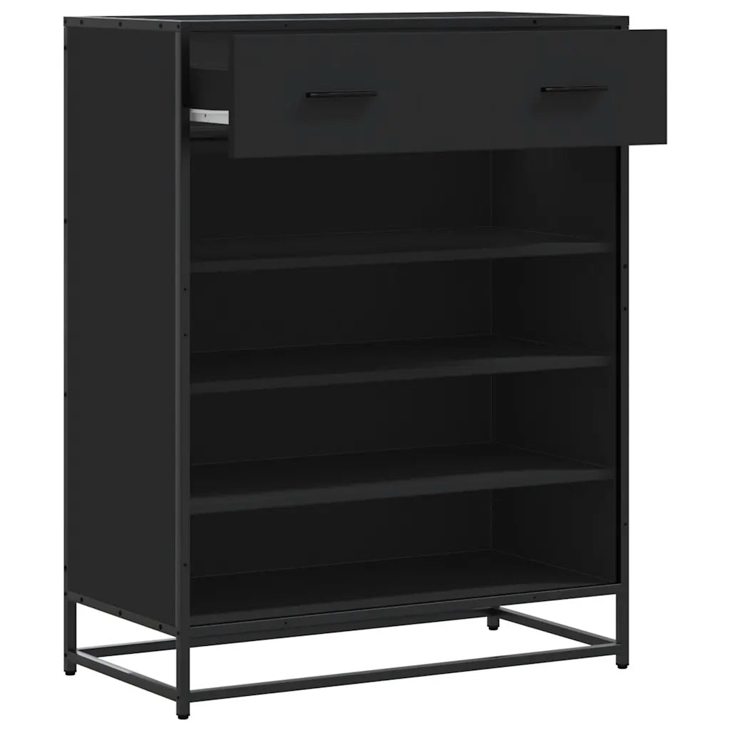 Scarpiera-Scaffale per scarpe Nera 75x38x97,5 cm in Truciolato e Metallo 912117