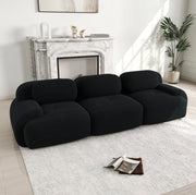 Divano angolare modulare 298x103x70 cm in tessuto a coste nero; senza montaggio