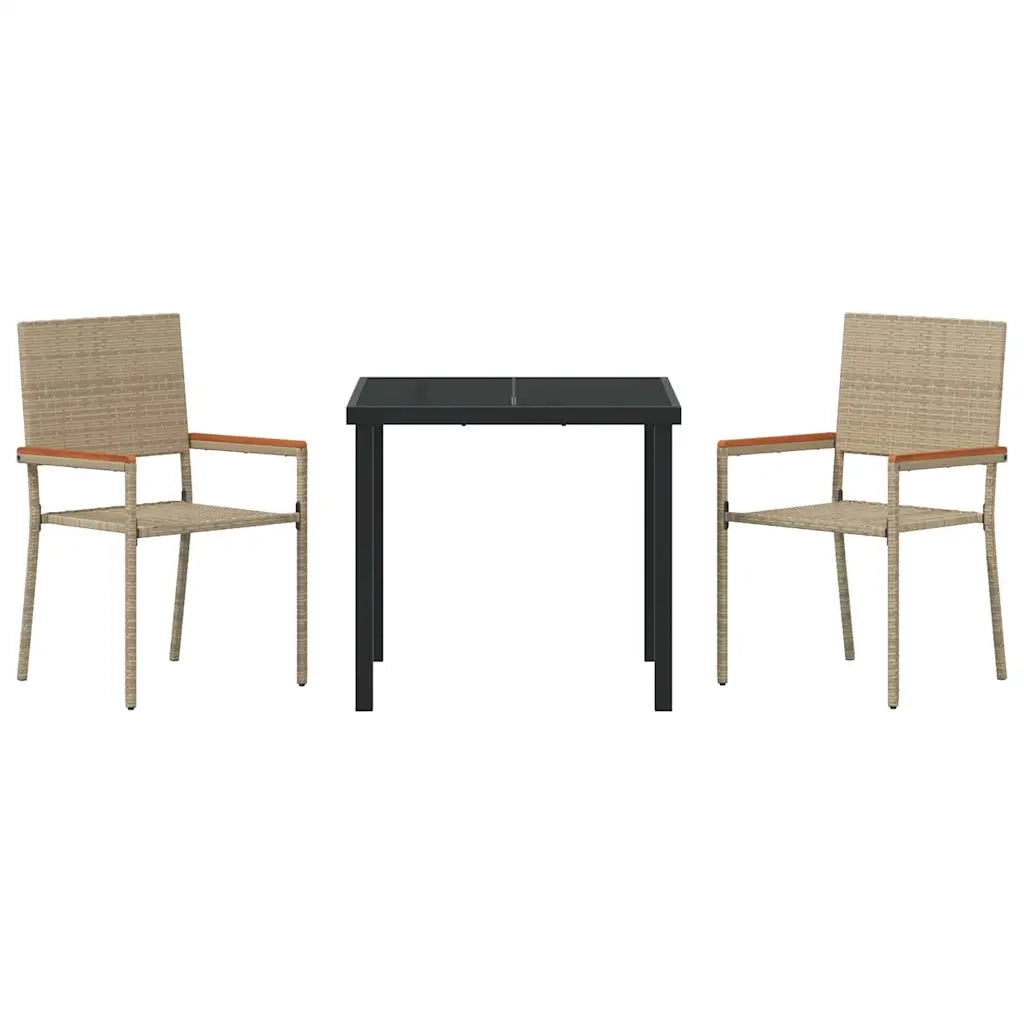 Set da Pranzo per Giardino con cuscino 3 pcs Beige polyrattan 3379716