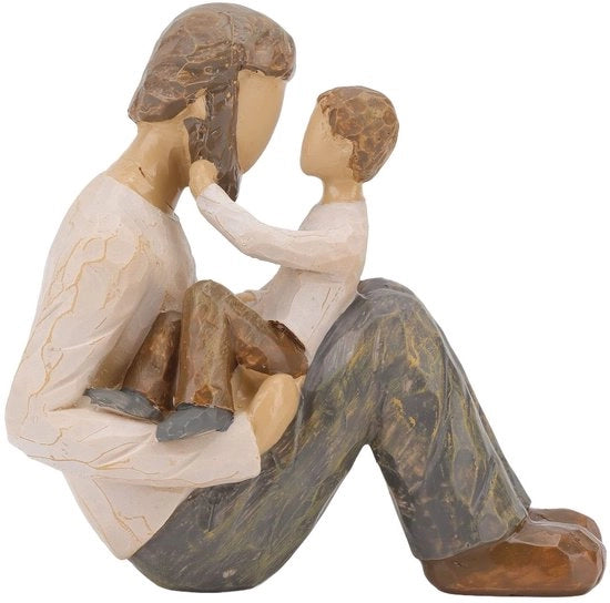 Figurina Papà e Figlio - Resina Decorativa - Figurina Familiare - Decorazione Placca - Ornamento da Scrivania - Statua Artistica - Figurina Familiare