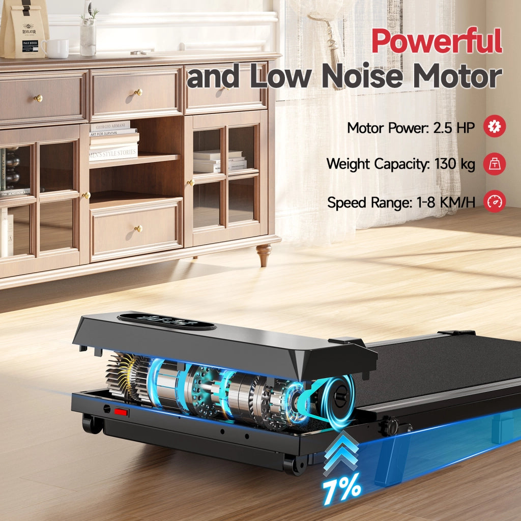 Tapis roulant 2 in 1, Tapis roulant portatile  con telecomando, 8 km/h, capacità di carico 120 kg, super silenzioso, display LED, 2,5 HP