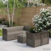 Divano da Giardino 5 Posti Stile Rattan PP Grigio Chiaro 3443889