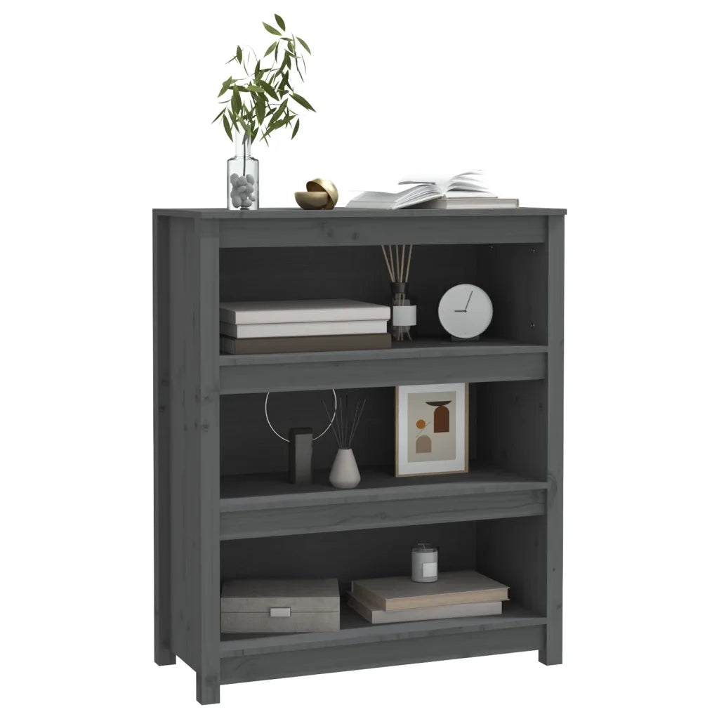 Libreria Grigia 80x35x97 cm in Legno Massello di Pino 821681