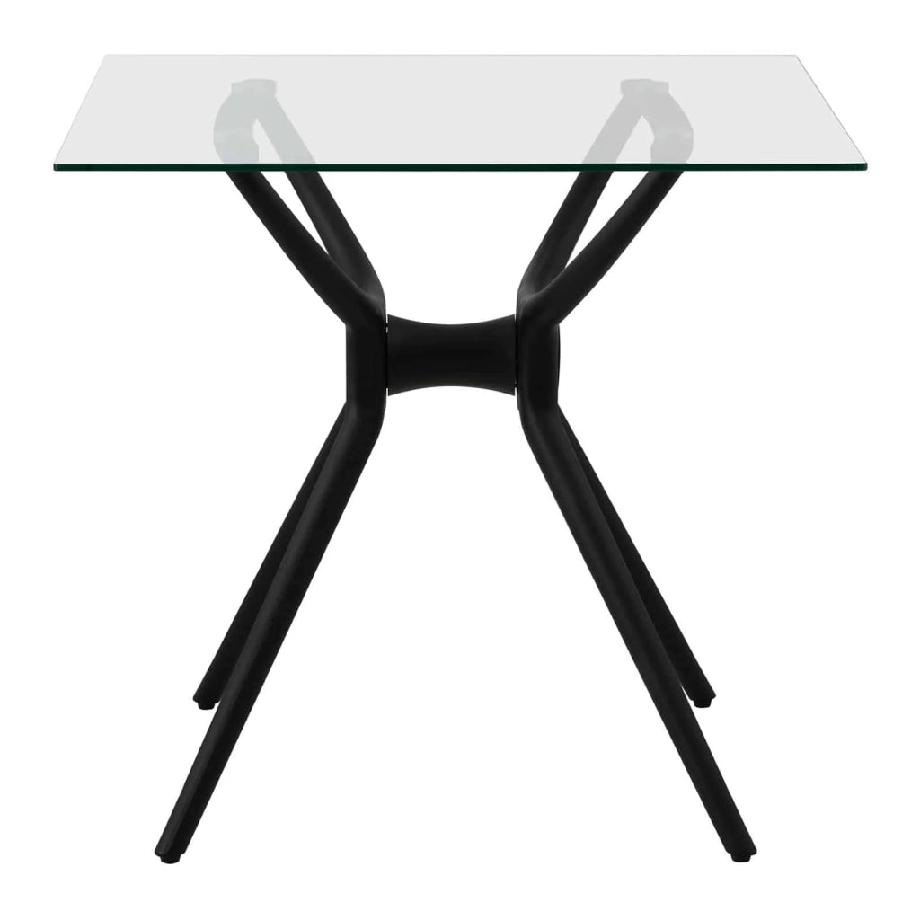 Tavolo da pranzo/soggiorno quadrato piccolo con piano in vetro 80 x 80 cm nero 14_0004498