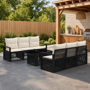 Set Divano da Giardino 7 pz Nero e Bianco Crema polyrattan 3437053