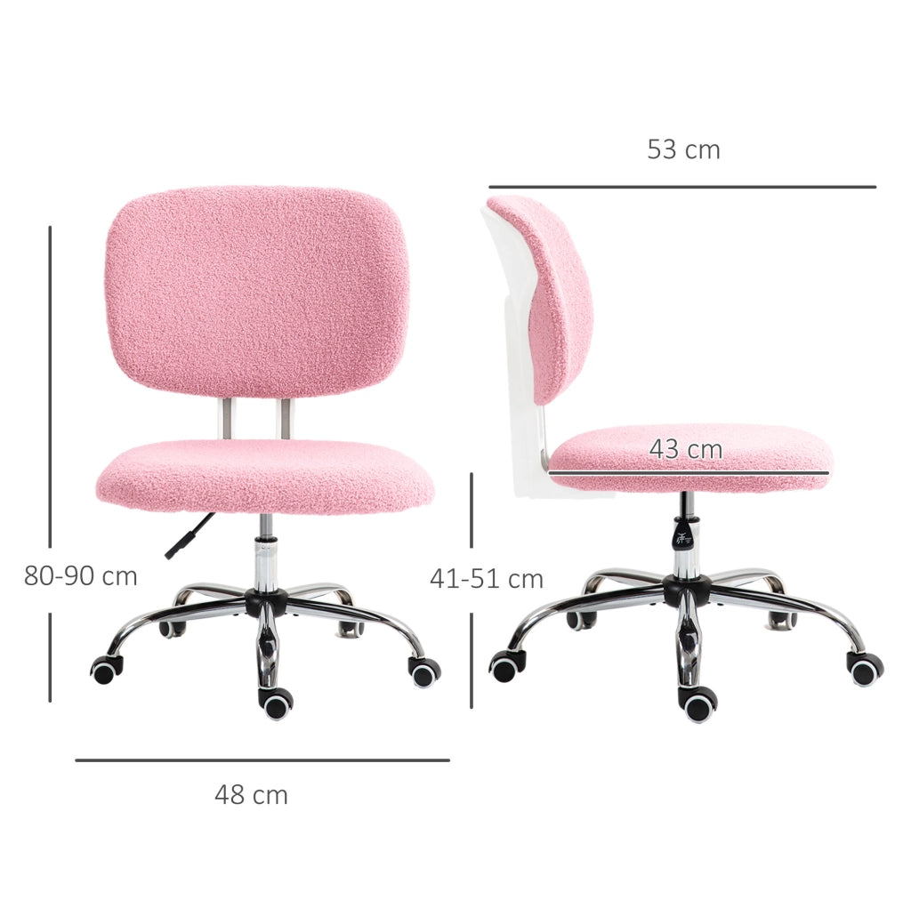 Sedia da ufficio 48 x 53 x 90 cm rosa – altezza regolabile, senza braccioli