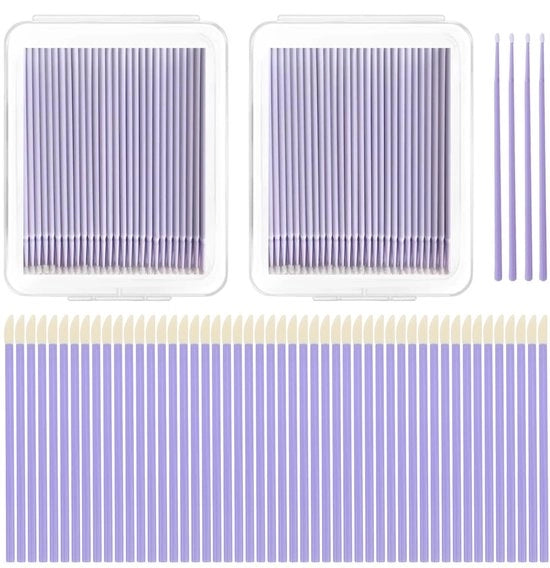 Applicatori ciglio in massa 400 unità - Applicatori labbra 50 unità - Fili di cotone nano - Fibre sintetiche - Utilizzo professionale - Disegno blu chiaro - Applicatori make-up