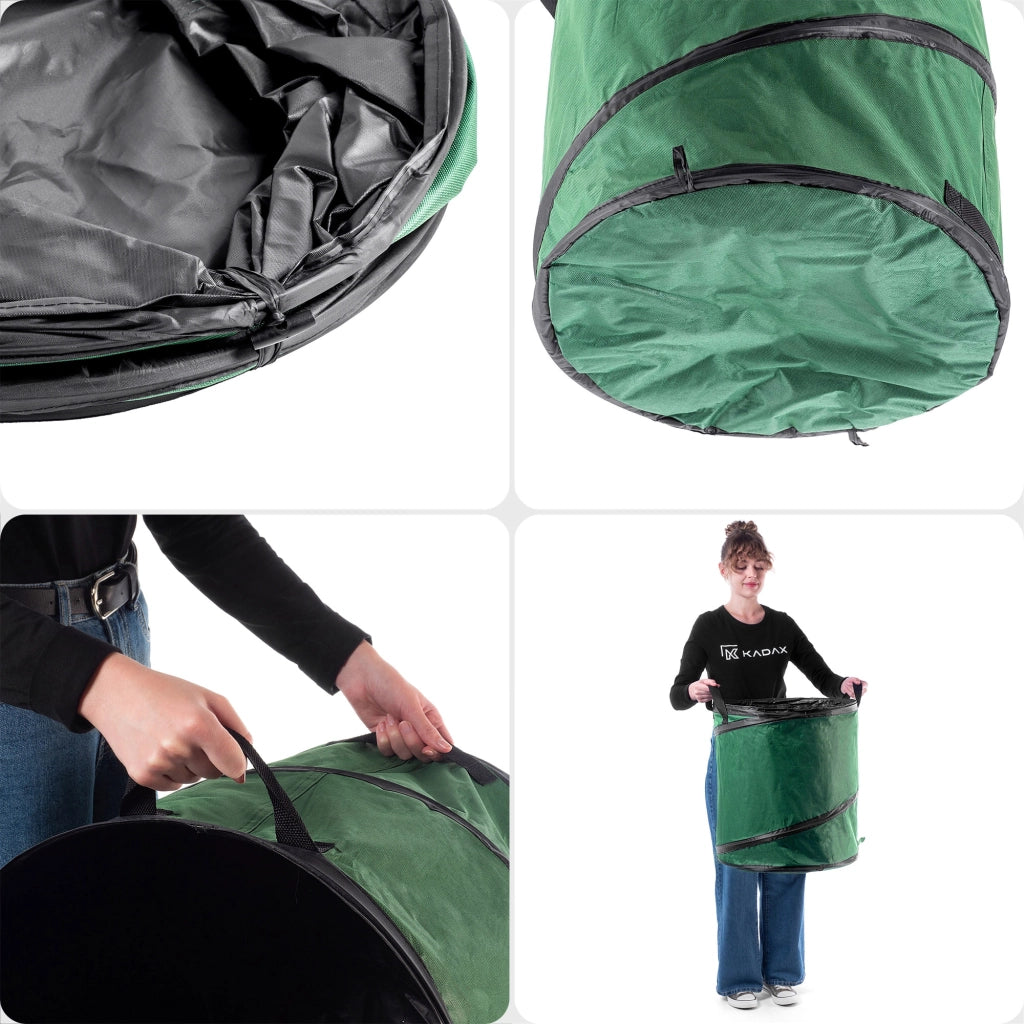 KADAX Sacchetto per foglie, cestino per rifiuti da giardino, pieghevole, resistente, con maniglie, 90 L