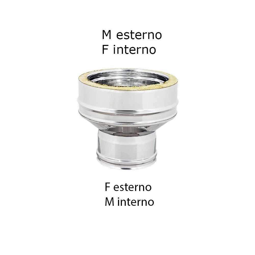 Aumento inox doppia parete da di 150 - de 200 mm a di 200 - de 250 mm