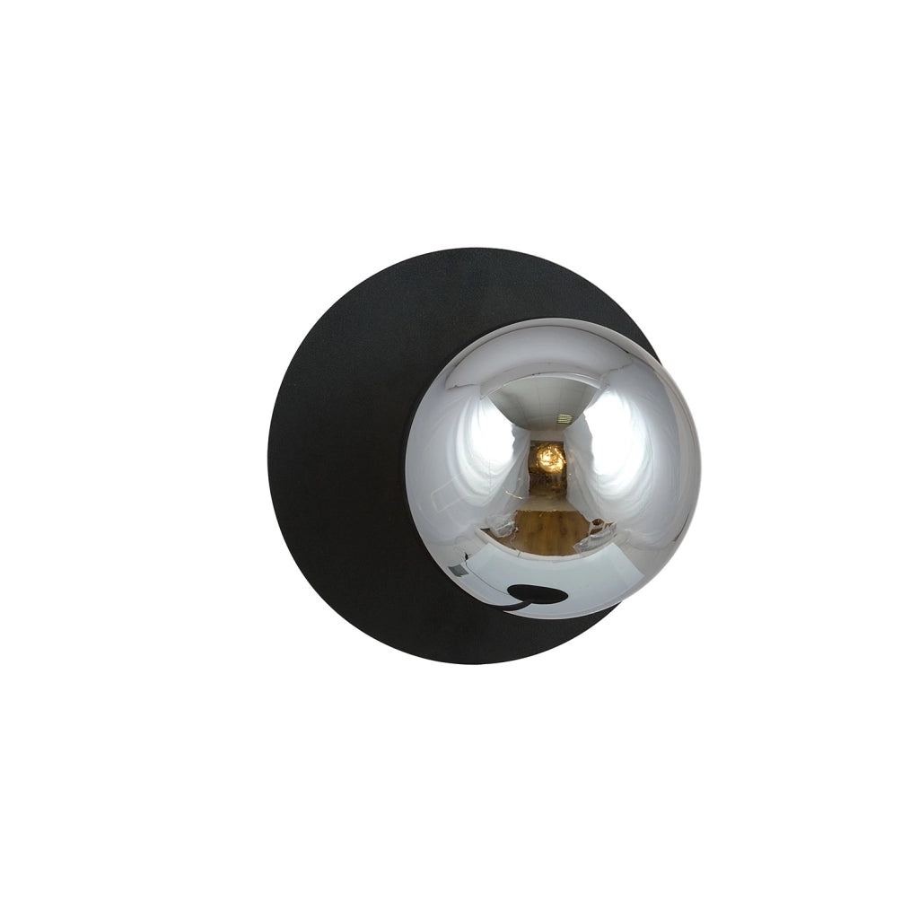 Lampada Da Parete Contemporanea Ippolita 1 Luce In Acciaio Nero E Vetro Fumè