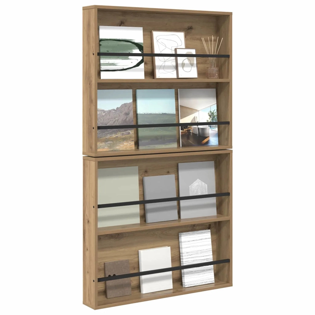 Scaffale per riviste 2 pz Rovere artigianale 80 x 12 x 70 cm CFW9498853