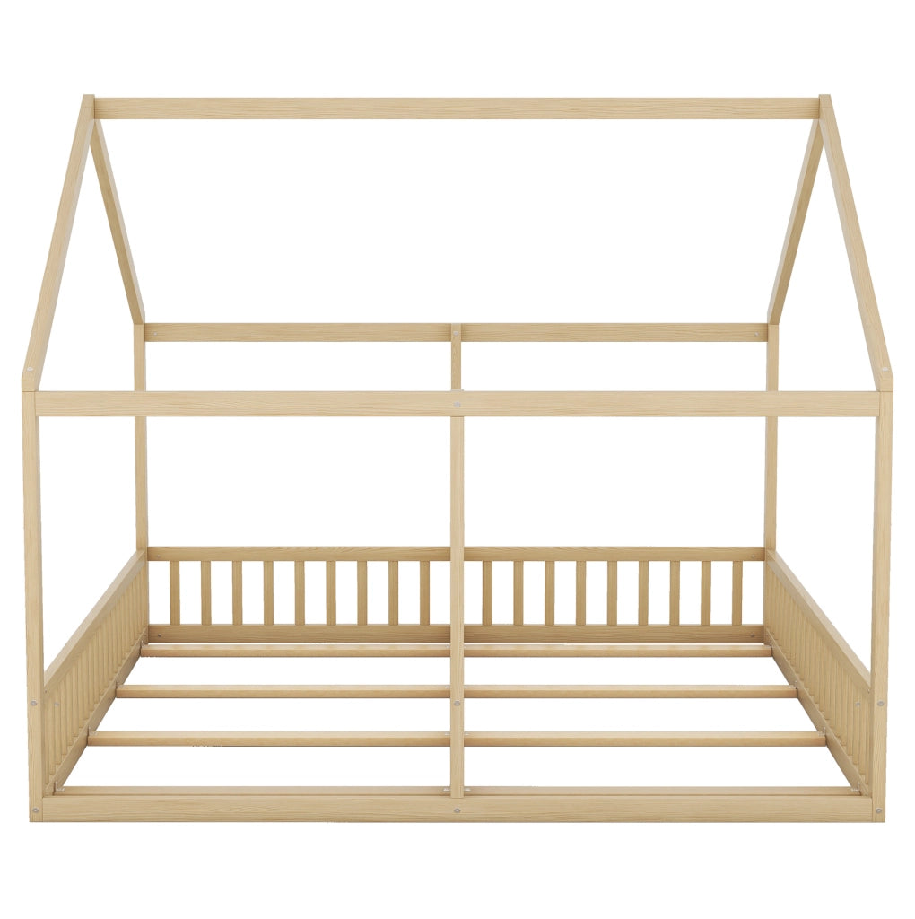 Letto 2 in 1 a casetta 90x200 cm in pino e MDF; naturale