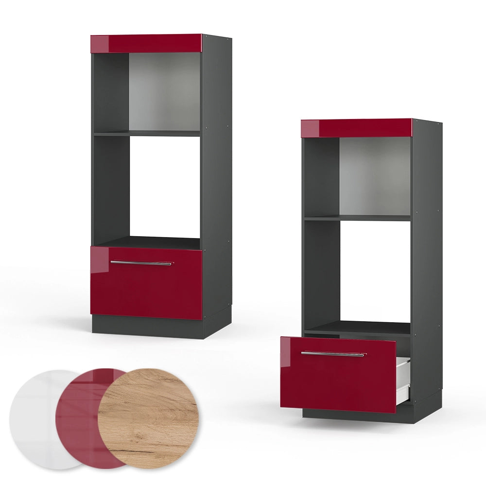 Vicco Set mobili bagno Rosso bordeaux lucido 60 cm aperto