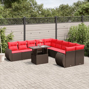 Set Divani da Giardino 11 pz con Cuscini Marrone in Polyrattan 3268804