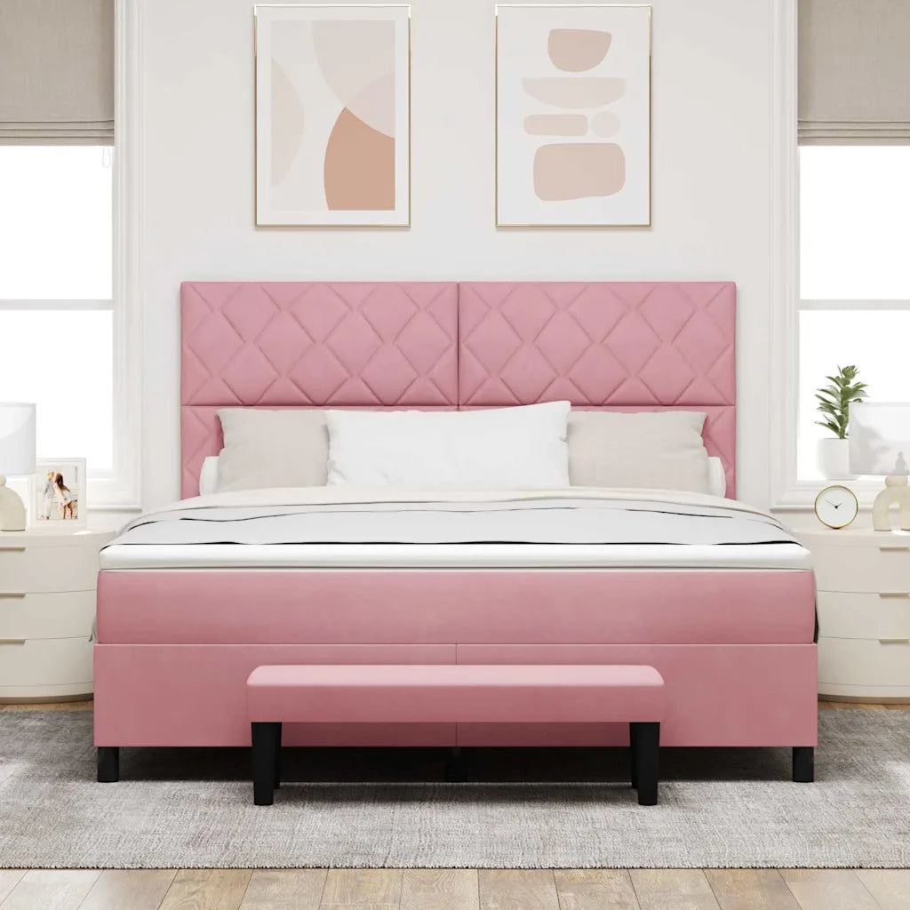 Letto a molle con testiera Rosa 200 x 180 cm Velluto 3344599