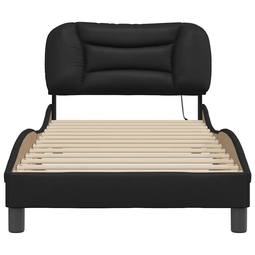 Giroletto con LED senza Materasso-Struttura Letto Hvar Nero 90x200 cm