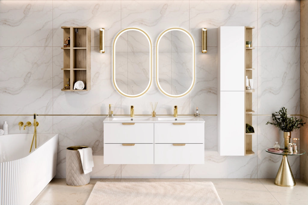 Set mobili bagno 60 cm con lavabo per mobile Lava Aster White 60 cm