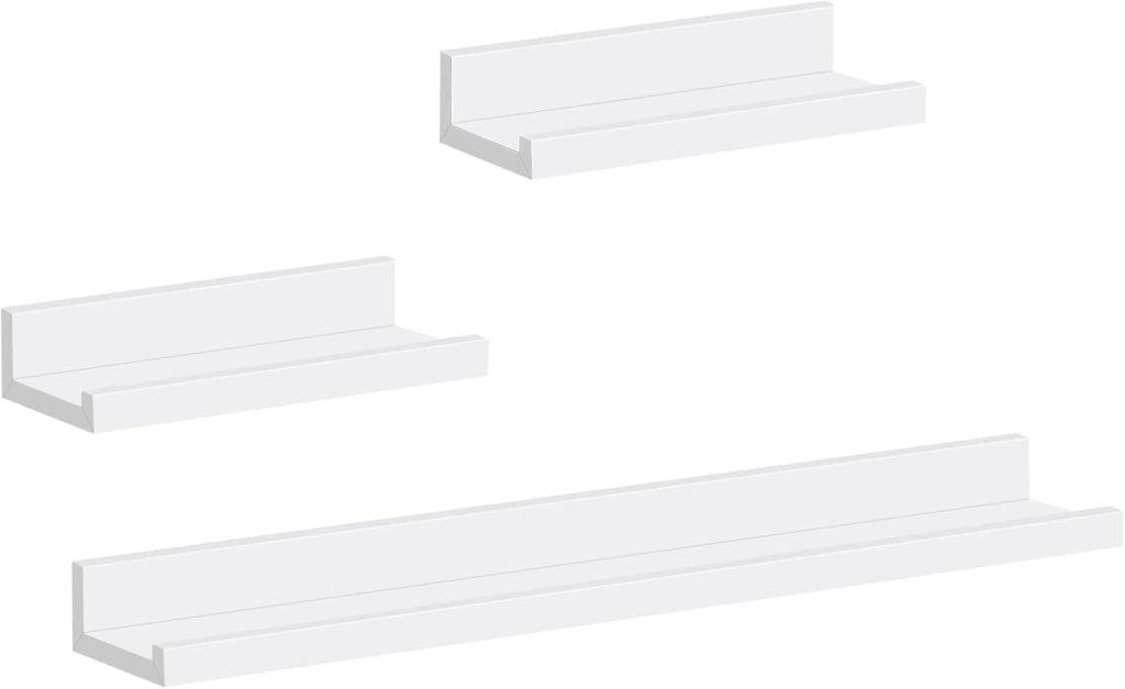 Set di 3 Mensola da Muro, Mensola Sospesa, Scaffale Parete in MDF per Soggiorno, Cucina, Camera da Letto, Ufficio, Bianco, RG9491ws2