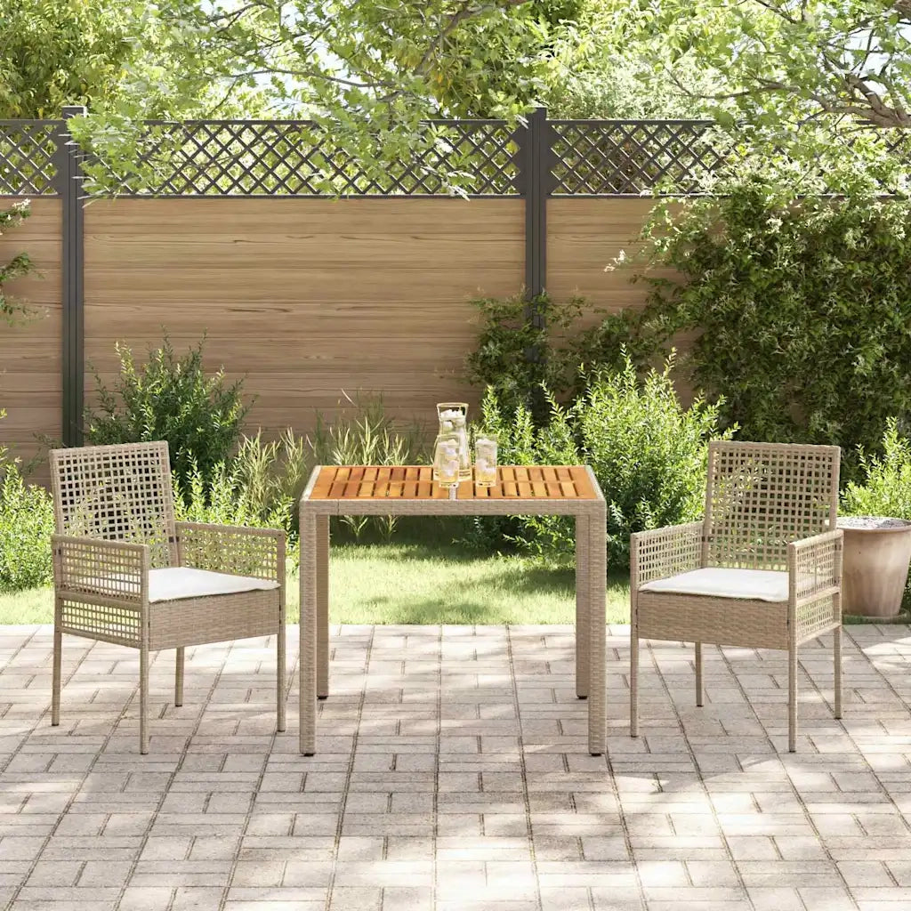 Set da Pranzo per Giardino 3 pcs Beige polyrattan 3334917