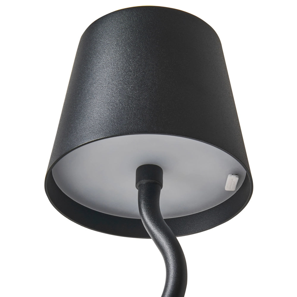 Lampada da tavolo in alluminio nero con interruttore a sfioramento e cavo di ricarica USB senza fili stile moderno