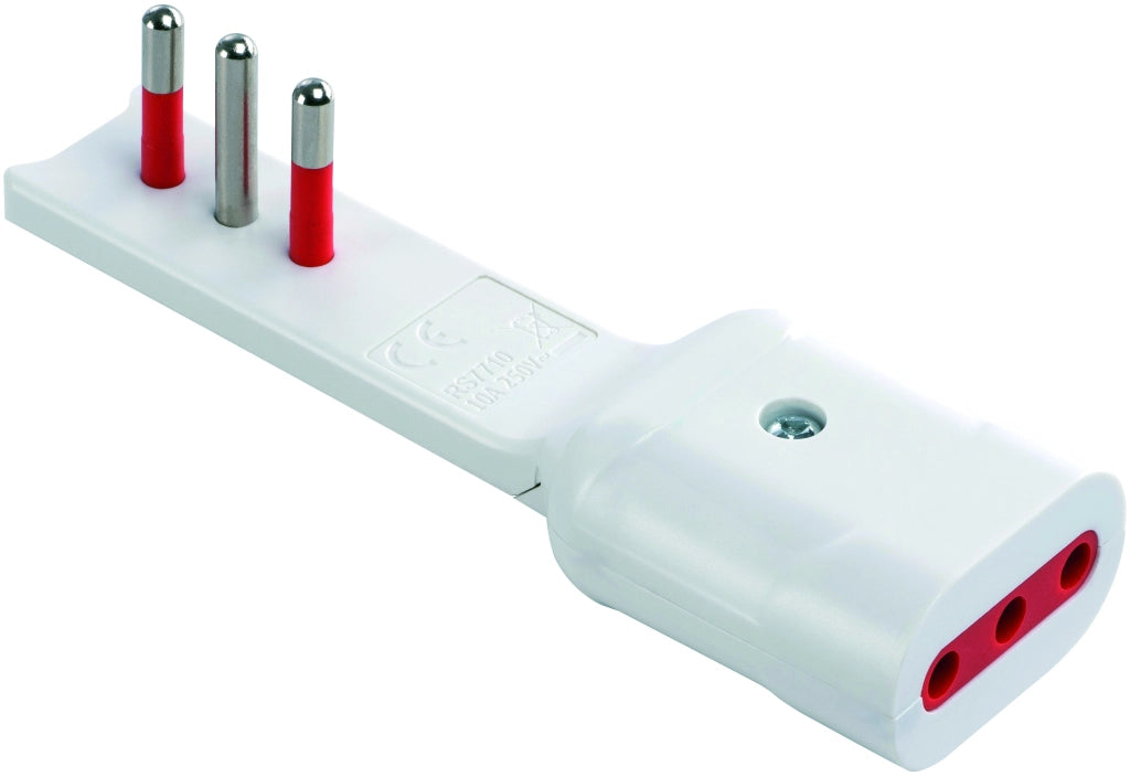 Rosi ADATTATORE ULTRA PIATTO 10Ah  2P+T - Presa 10 Ah  Col. Bianco