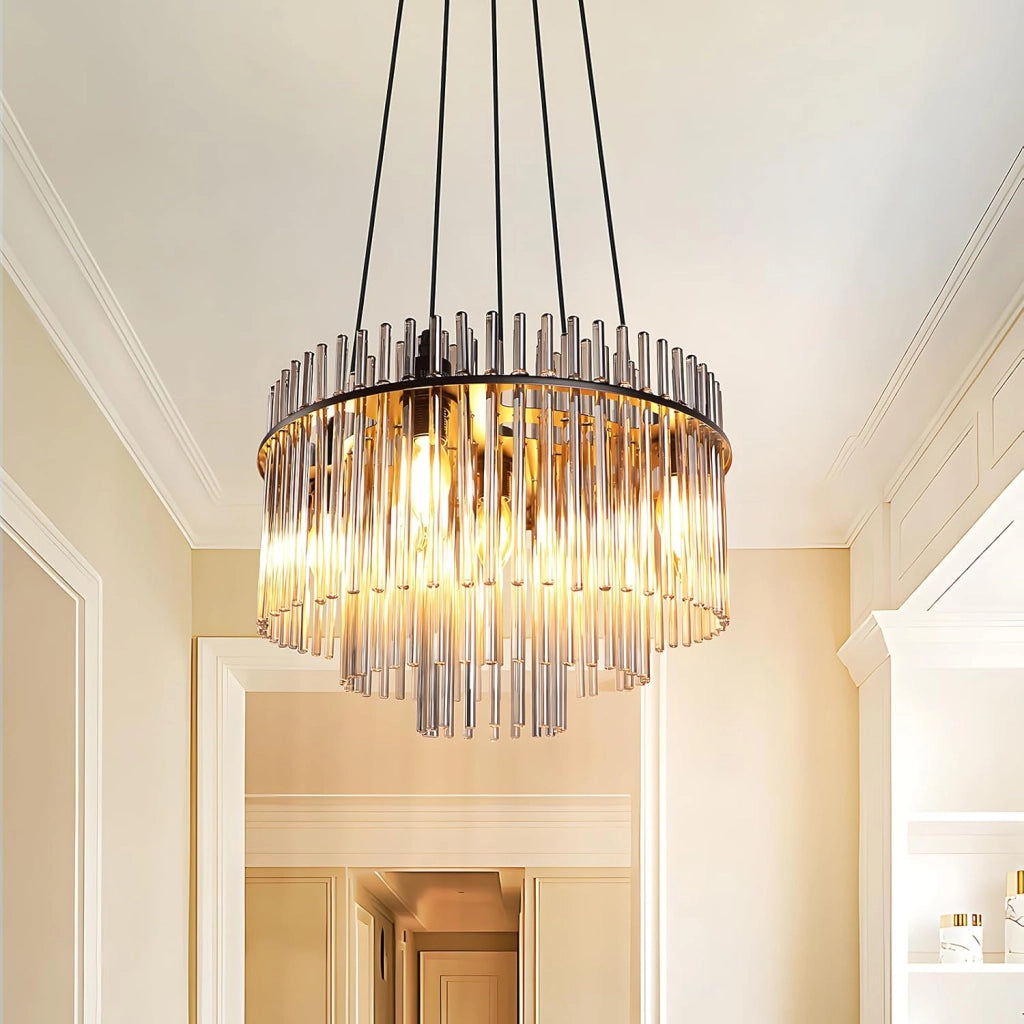 Lampada a Sospensione ZMH Vintage a 5 Fiamme E27 in Vetro Nero (senza Lampadina)