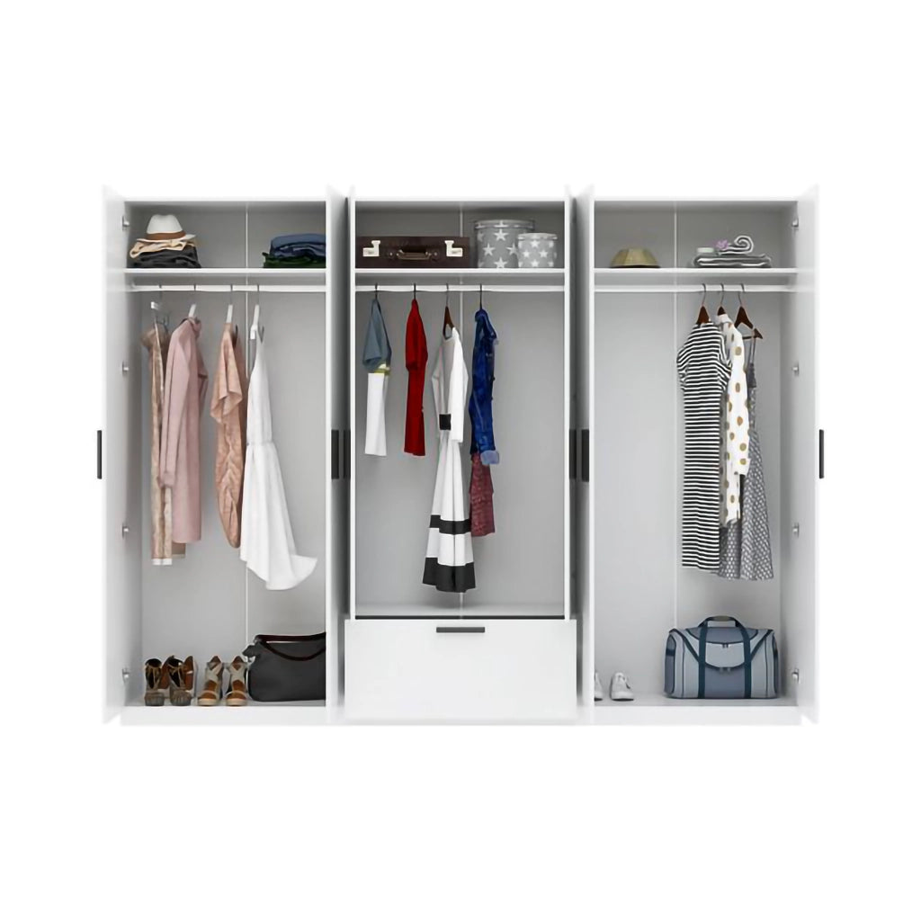 Armadio Camera da Letto Letotava, Guardaroba Grande 3 Ripiani, 269x210h cm Bianco