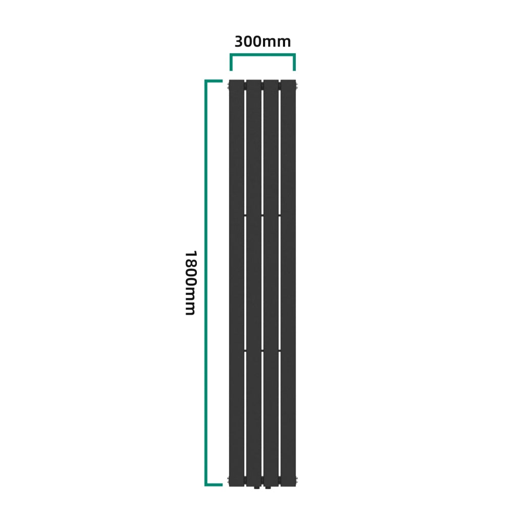 Radiatore a pannello piatto 598 watt acciaio 180 x 30 cm nero 03_0010455