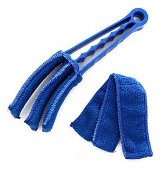 Pulitore per finestre a lamelle - microfibra - lavabile e efficace - blu - lamelle per pulitori di finestre - adatto per infissi - 3 pezzi.
