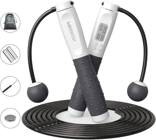 Contatore di Calorie Digitale Senza Fili per Corda da Saltare Adattabile per Uomini e Donne Fitness Crossfit Allenamento di Boxe Palestra Lunghezza Adattabile