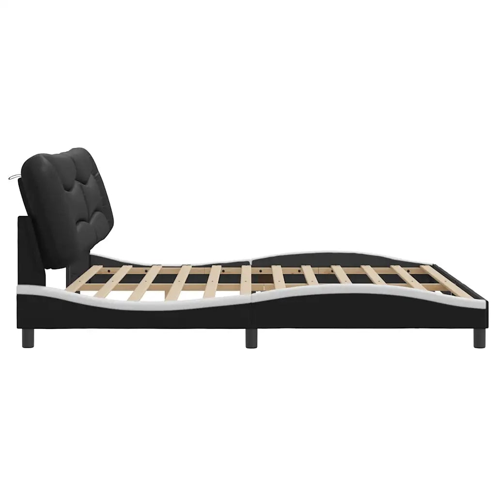 Giroletto senza Materasso Hvar Bianco e Nero 200x200 cm in Similpelle 3208028