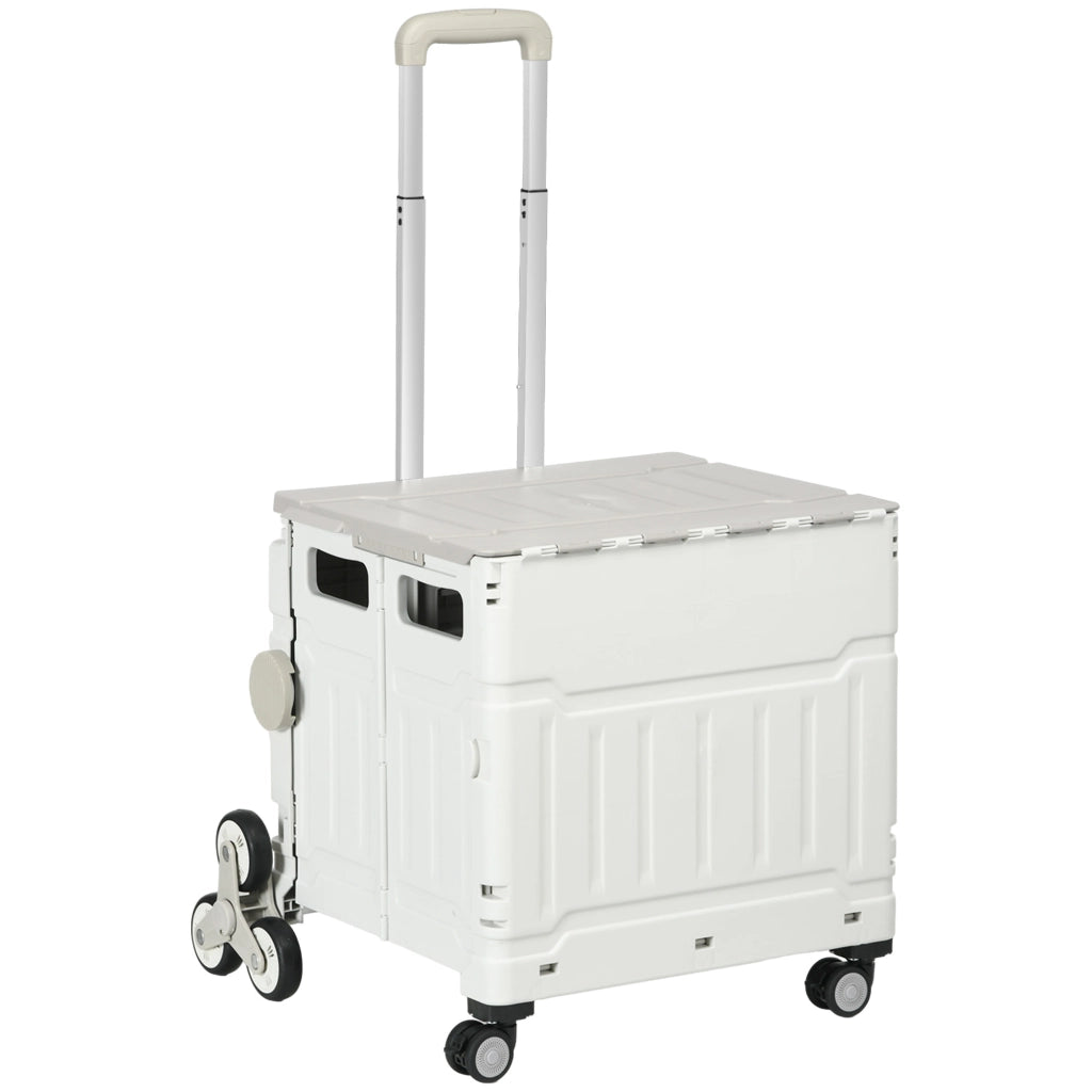 Carrello Spesa Pieghevole, Carrello in Alluminio, Ruote per Scale, Bianco