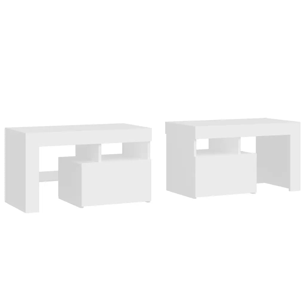 Comodini 2 pz con Luci a LED Bianchi 70x36,5x40 cm 3152770