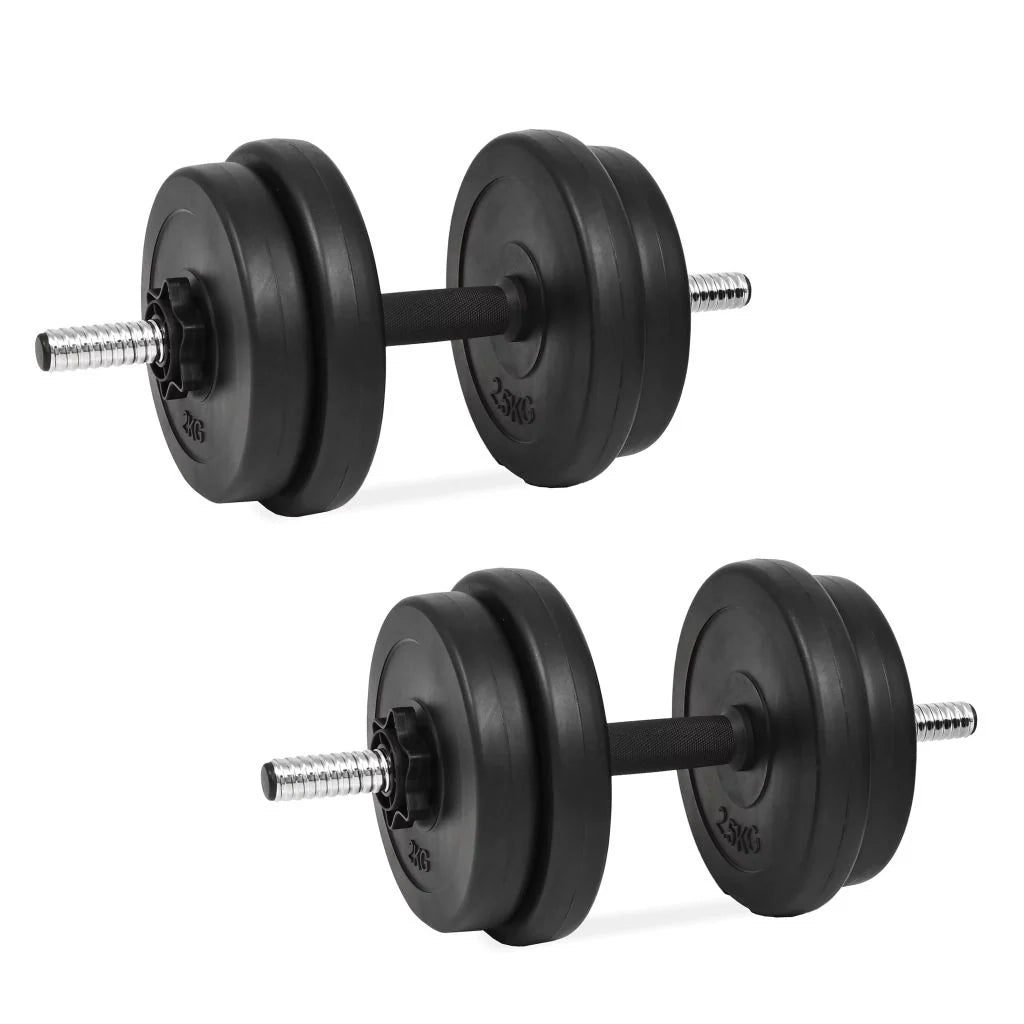Set di manubri da 14 pezzi da 20 kg con barre e dischi zavorrati per esercizi di fitness bodybuilding e bicipiti (02_0000737)