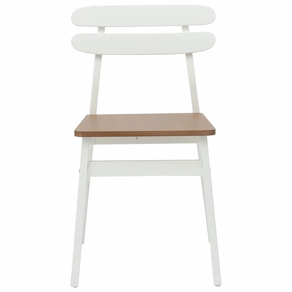 Sedia da pranzo 2 pcs Bianco e Naturale Legno di gomma solido