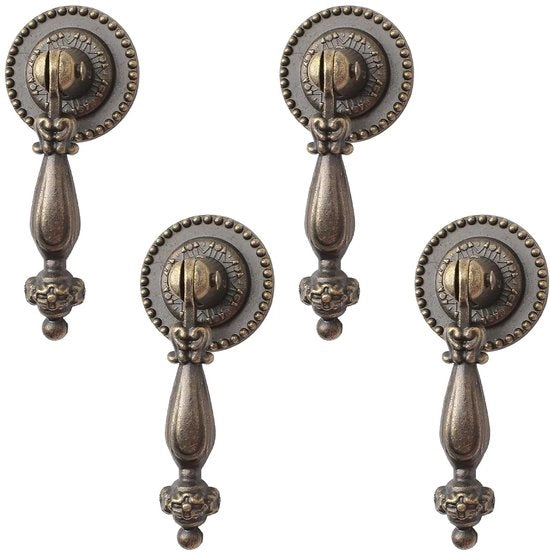 Hanger decorativi antichi - 4 pezzi - decorazione a zinkle - bronzo