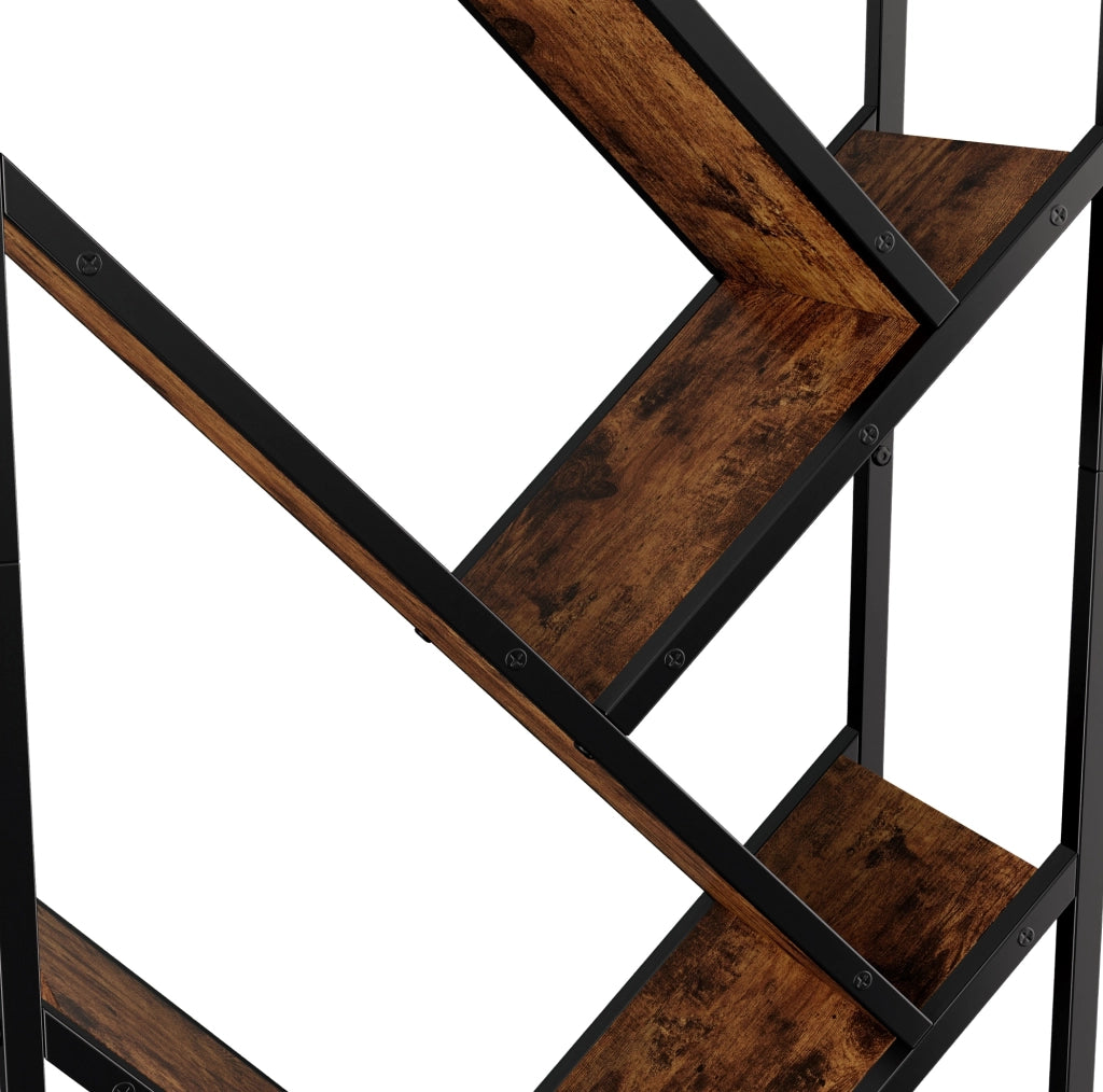 Libreria a forma di albero 80 x 35 x 160 cm in MDF e metallo; nero e marrone vintage