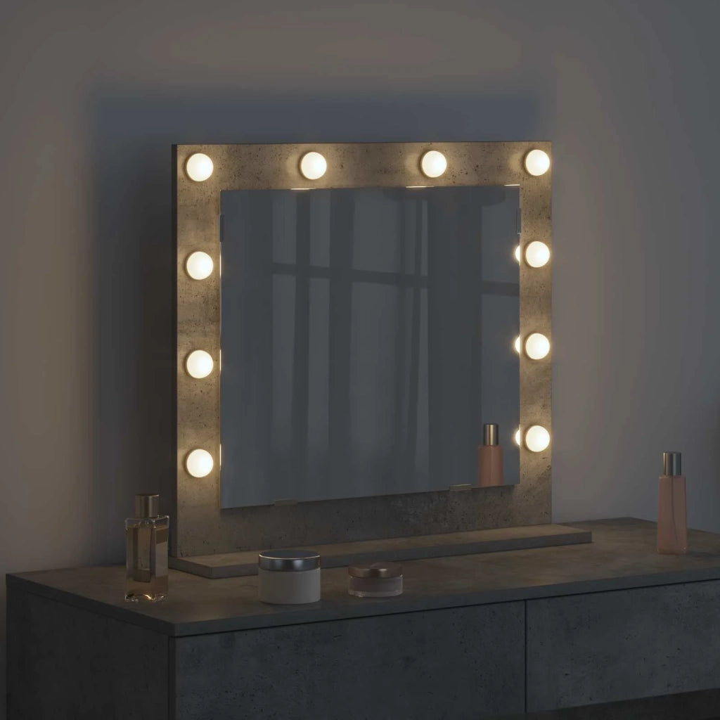 Specchio da Vanità Rettangolare Grigio cemento 60 x 55 x 18 cm 868288
