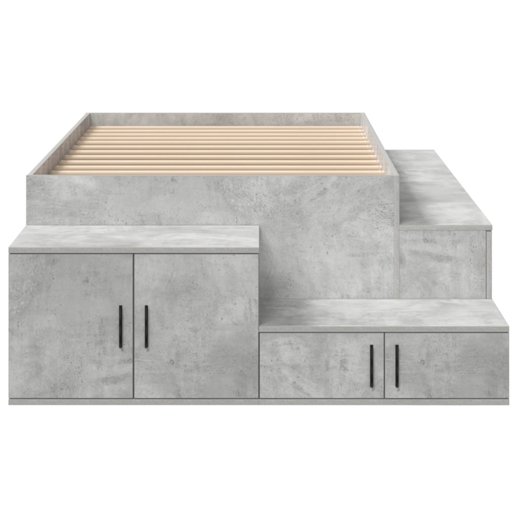 Struttura Letto da Stoccaggio Grigio Cemento 75x190 cm