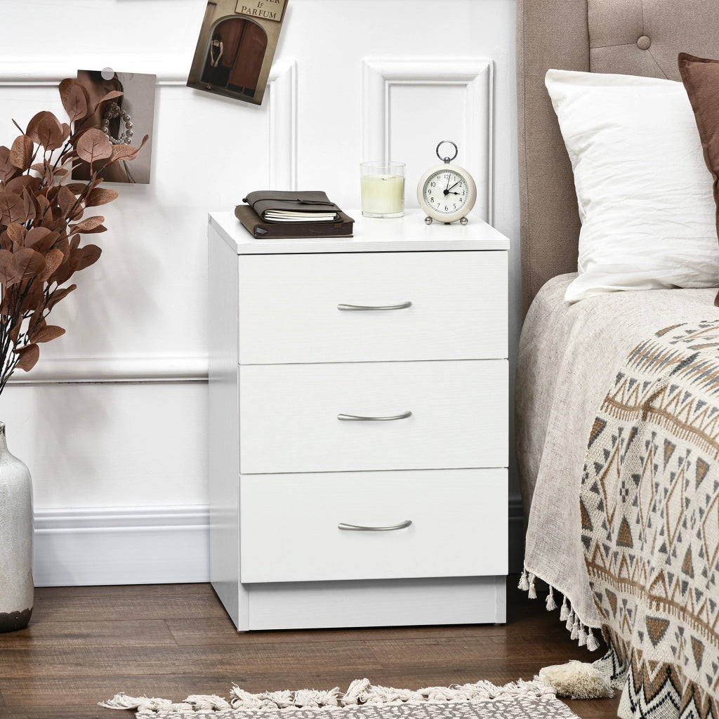 Comodino con 3 Cassetti ¨C Zephmum ¨C Bianco 40x35x58 cm
