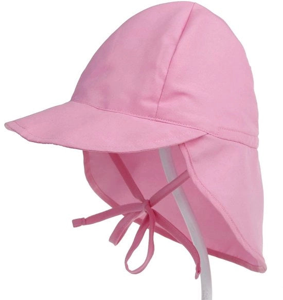 Cappello per bambini, cappello estivo per bambini, cappello per neonati con protezione collo e strisce, cappello flapper, cappello UV per bambini (XS: adatto per misura cranio 44-48 cm) - rosa