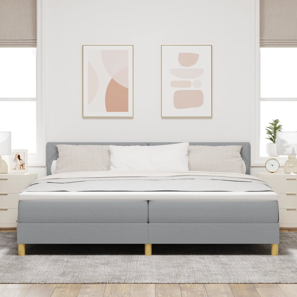Letto a Box Spring con Materasso e LED Grigio Chiaro 200x200 cm Tessuto