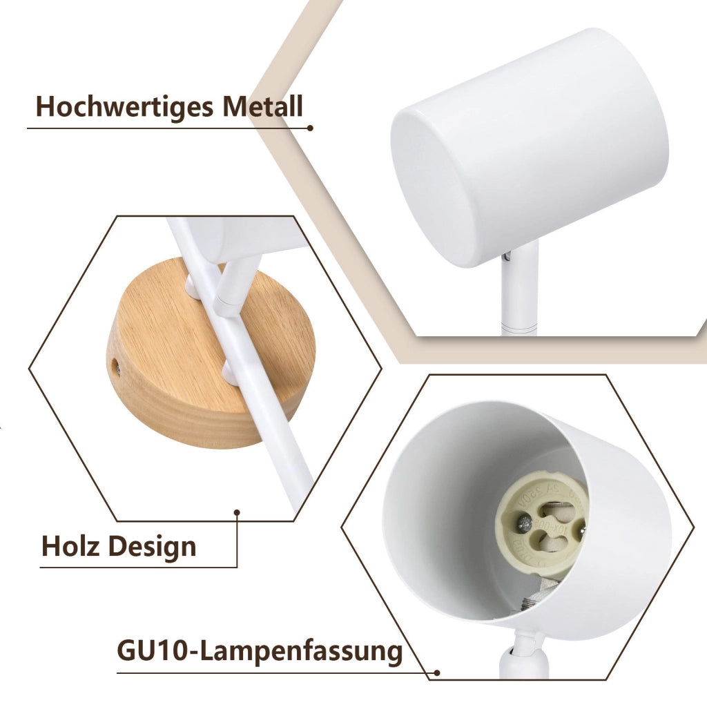 ZMH Faretto da soffitto 3 fiamme legno GU10 per soggiorno