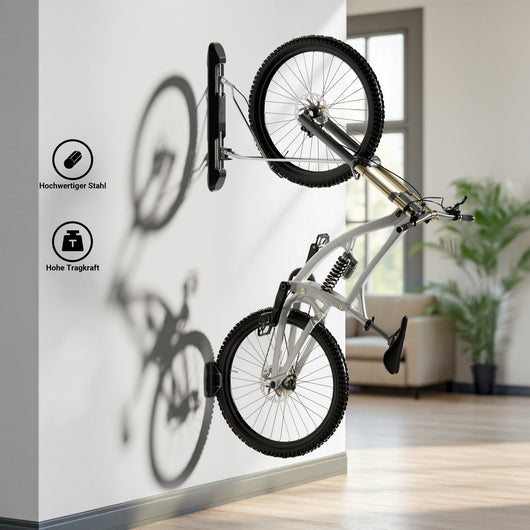 Portabici da muro 11,8 x 63,8 x 58,3 cm, fino a 35 kg, supporto universale per bicicletta regolabile in altezza, supporto pieghevole con braccio girevole