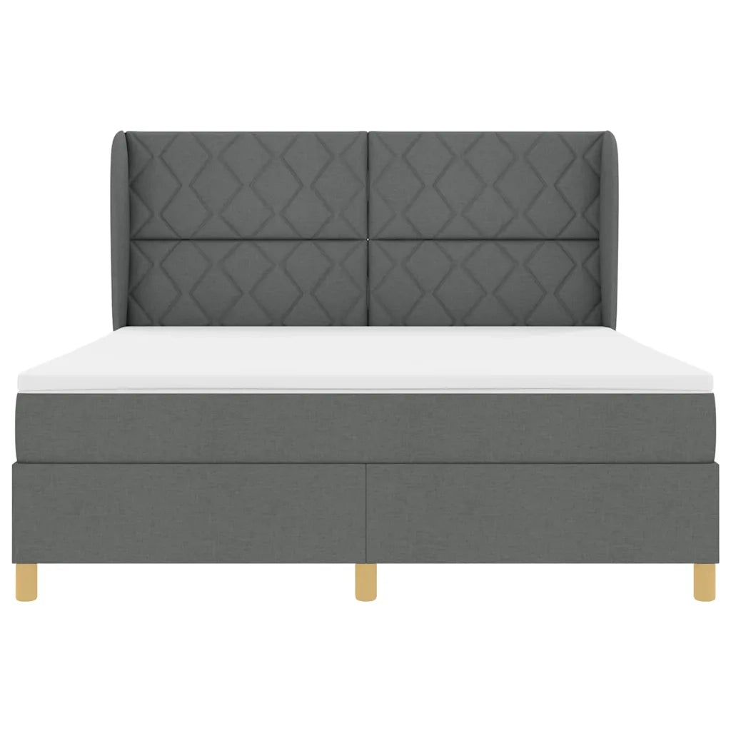Letto a molle con testiera Grigio scuro 200 x 180 cm Tessuto 3340831