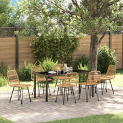 Set di 7 Pezzi da Pranzo per Giardino Brown Polyrattan