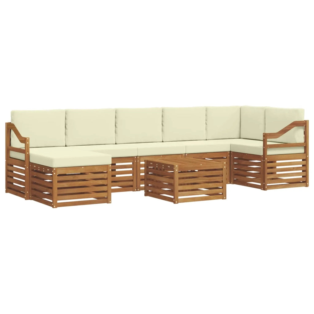 Set di divani da esterno 8 pz Naturale e Crema 3375225